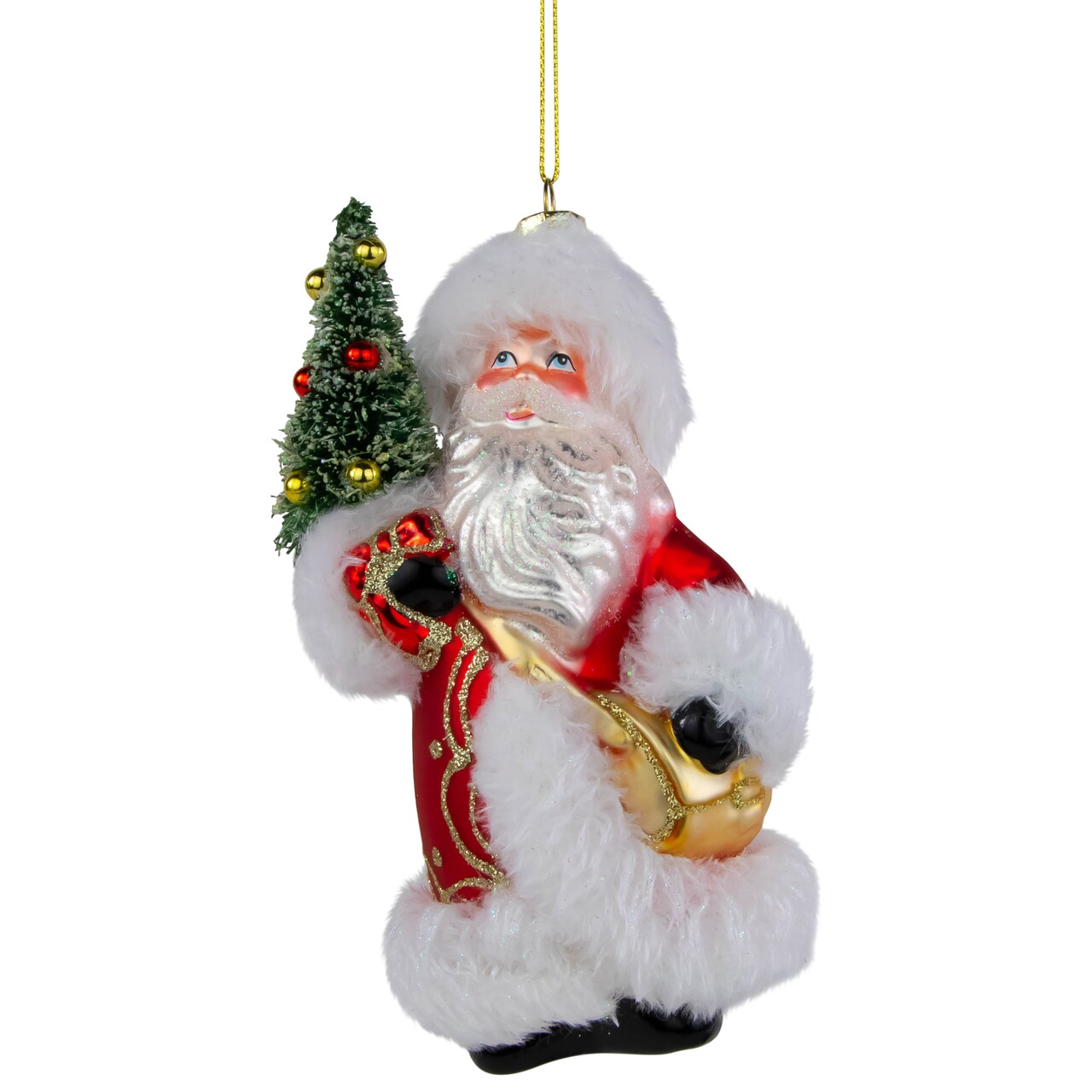 Northlight 6.25&#x22; Santa Claus with Christmas Tree Glass Ornament
